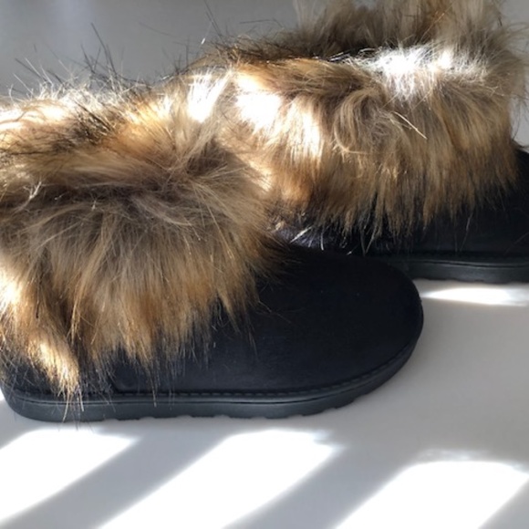 Black suede boots with faux fur - Picture 1 of 5